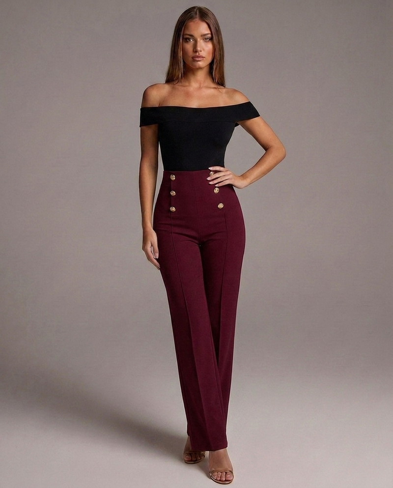 Pantalones largos cintura alta
