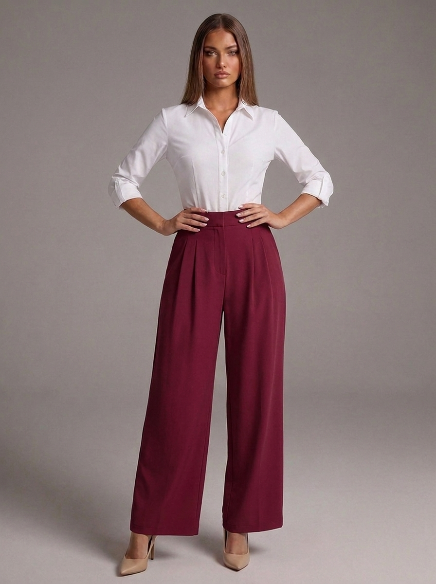 Pantalones de color liso corte ancho y rectos
