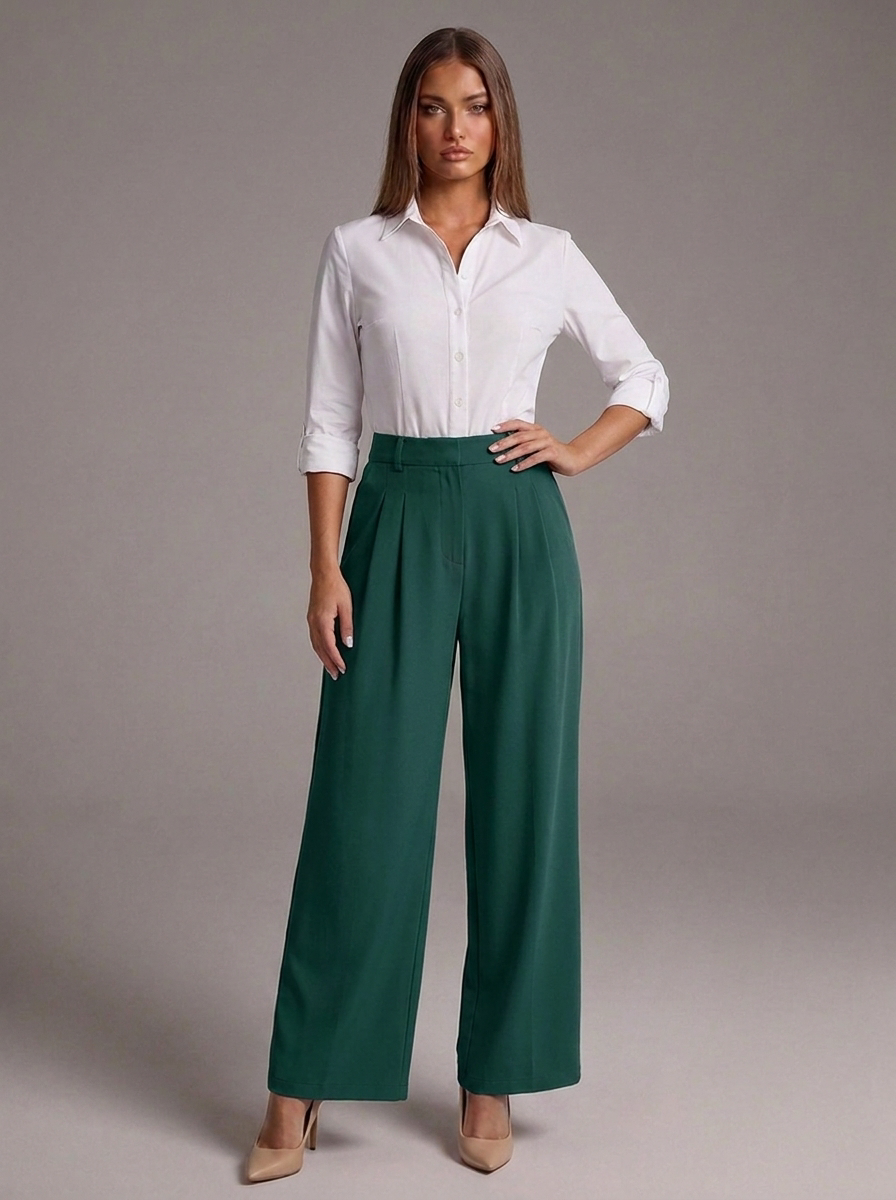 Pantalones de color liso corte ancho y rectos