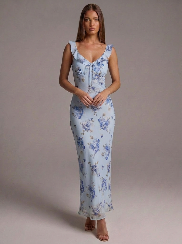 Vestido largo con estampado floral