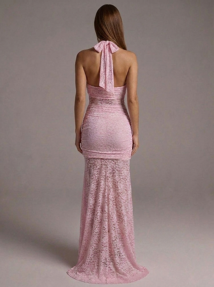 Vestido de Gala con Volante Central