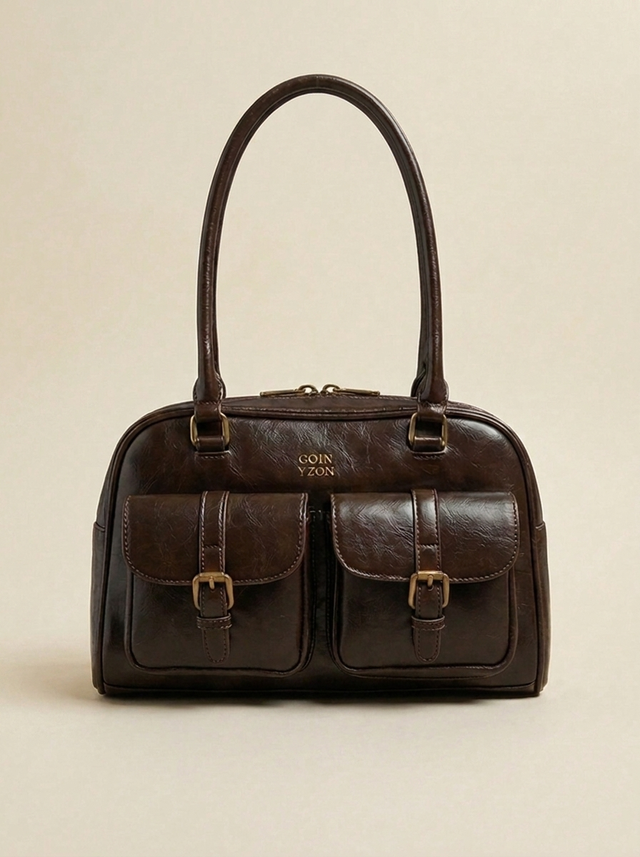 Bolso de cuero con múltiples bolsillos