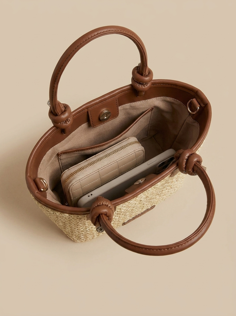 Bolso de Rafia Trenzada Mini