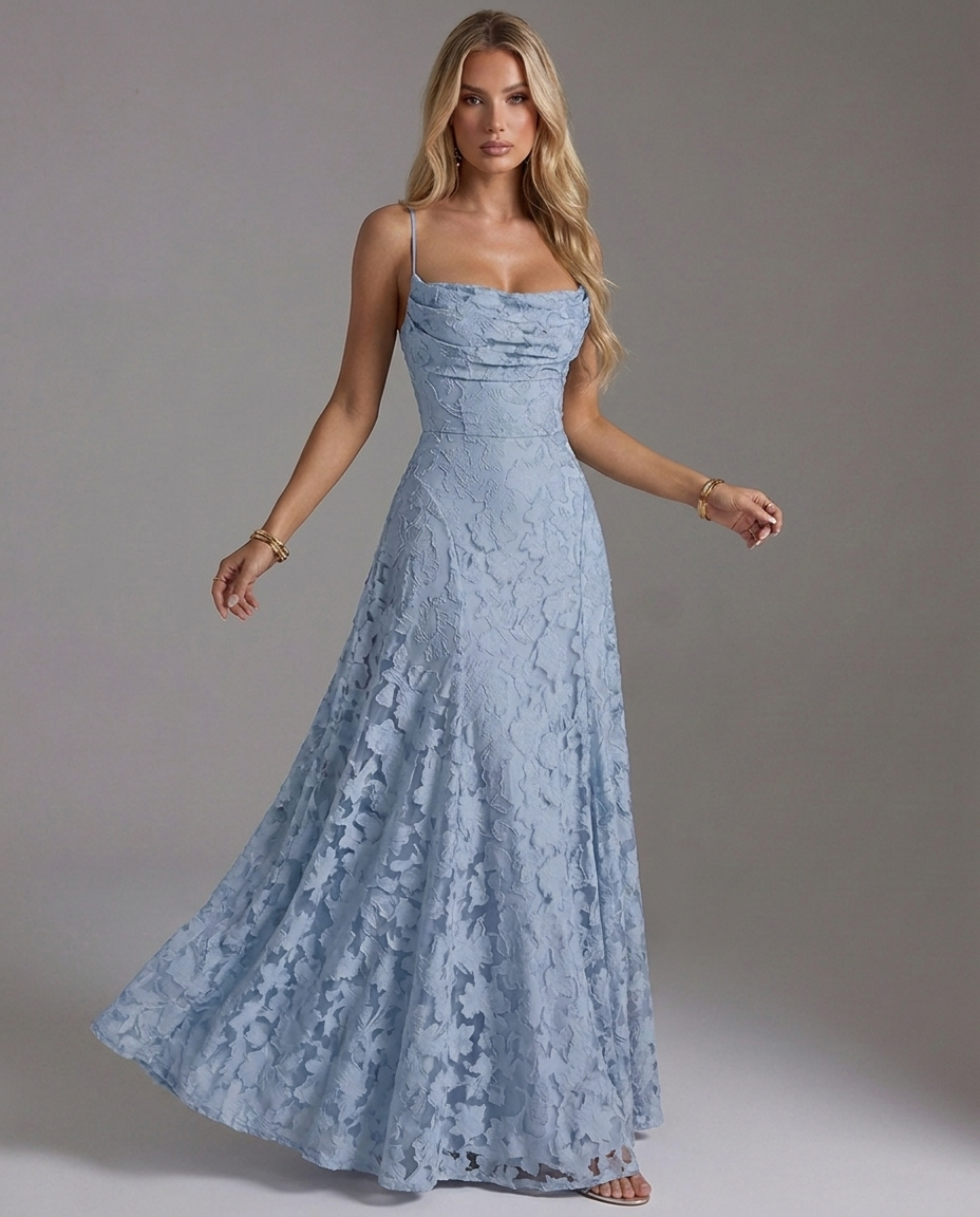 Vestido largo lencero de jacquard