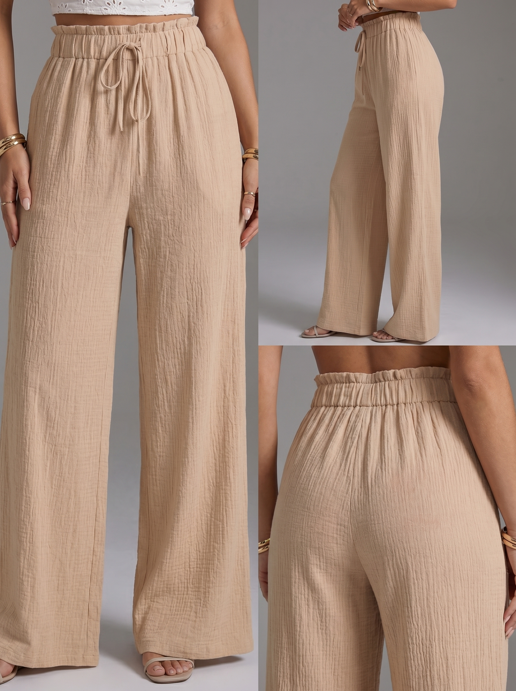 Pantalones de cintura alta y pierna ancha