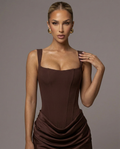 Vestido Corto Fruncido Estilo Francés