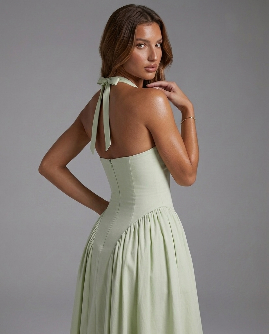 Vestido con espalda descubierta con cuello Halter