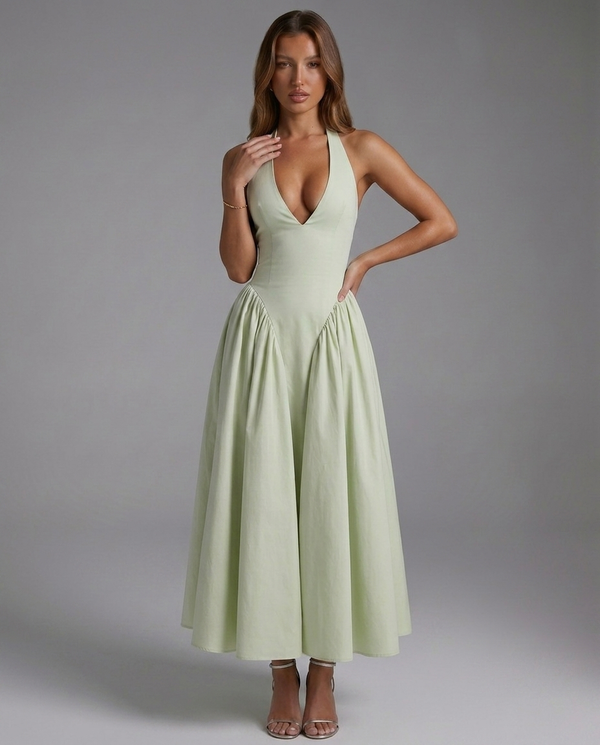 Vestido con espalda descubierta con cuello Halter