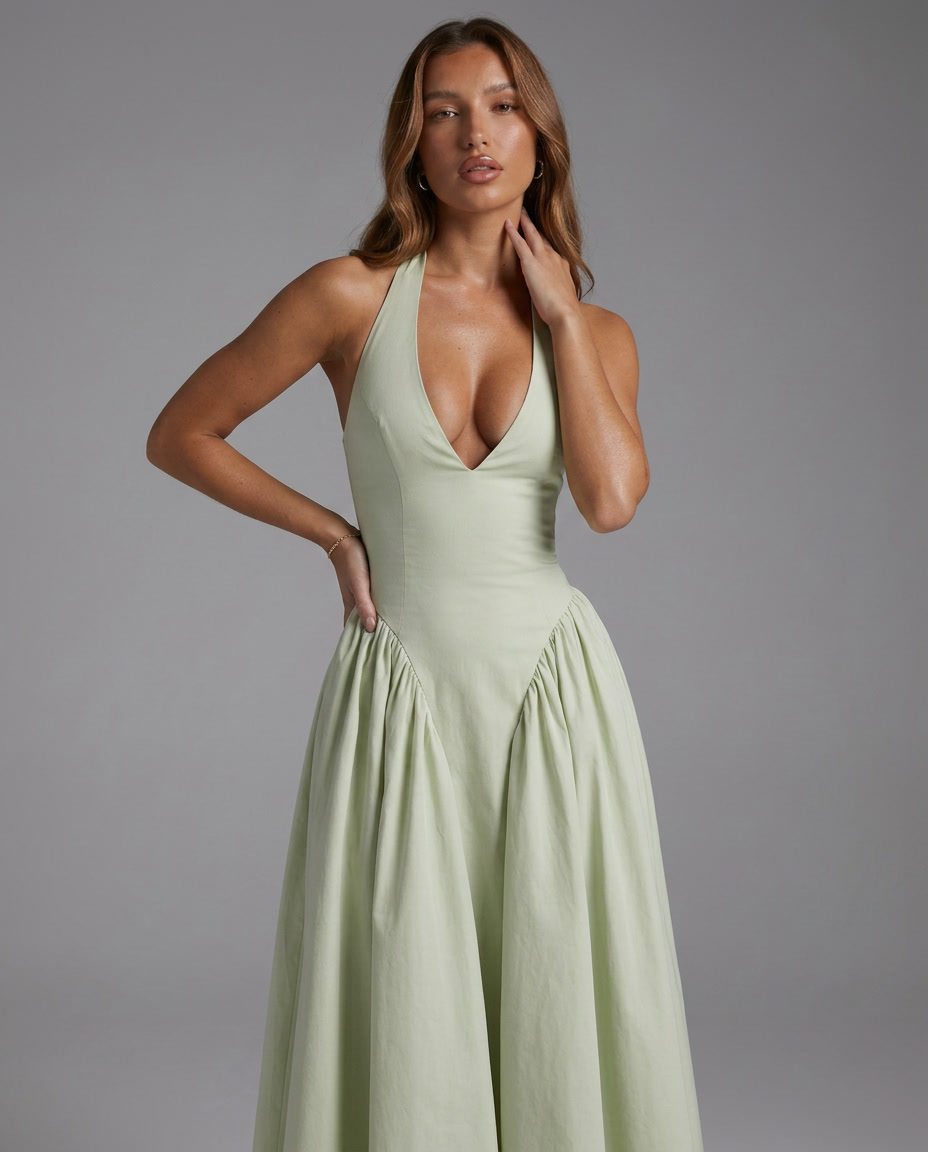 Vestido con espalda descubierta con cuello Halter