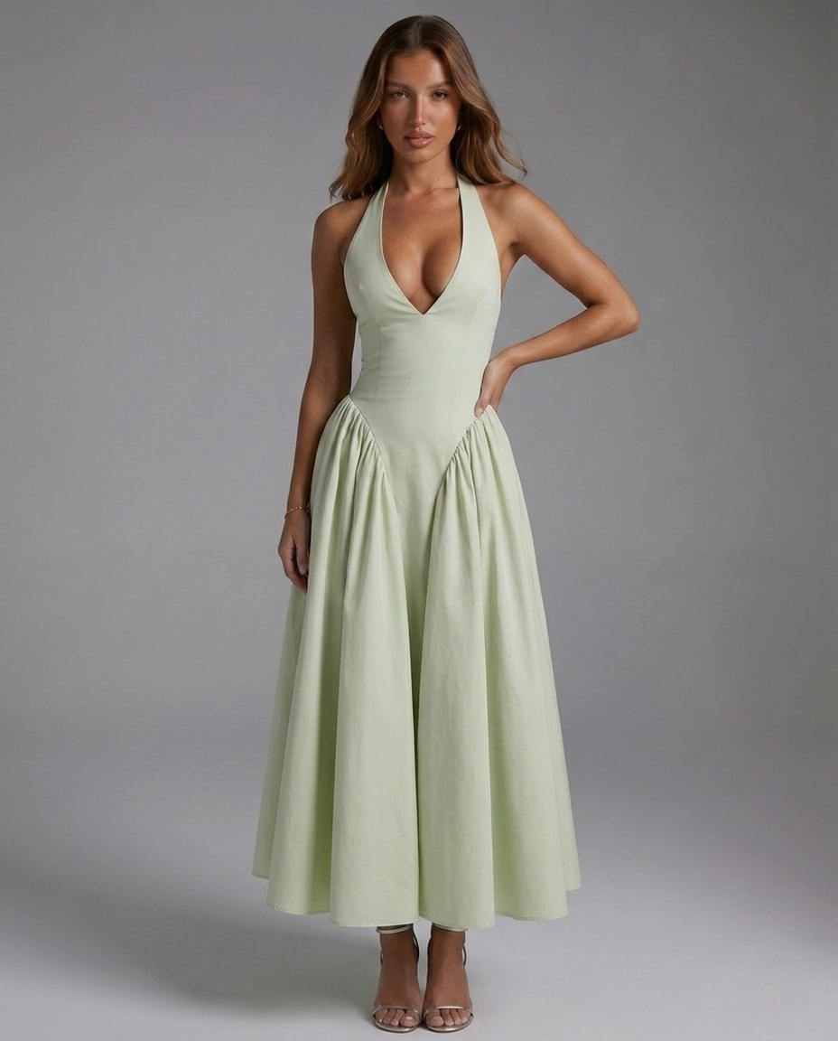 Vestido con espalda descubierta con cuello Halter