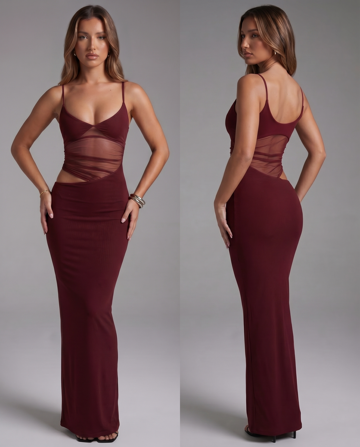Vestido largo de malla espalda descubierta
