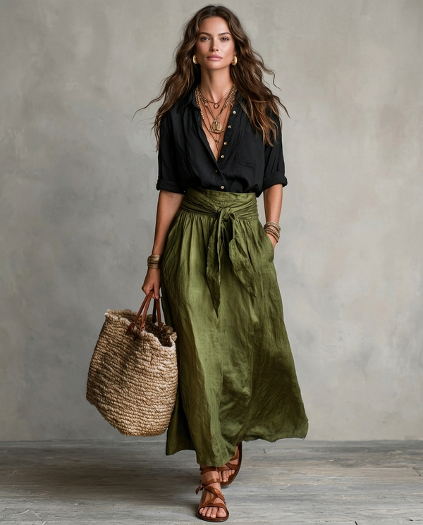 Serena | Conjunto de dos piezas: Top y falda midi