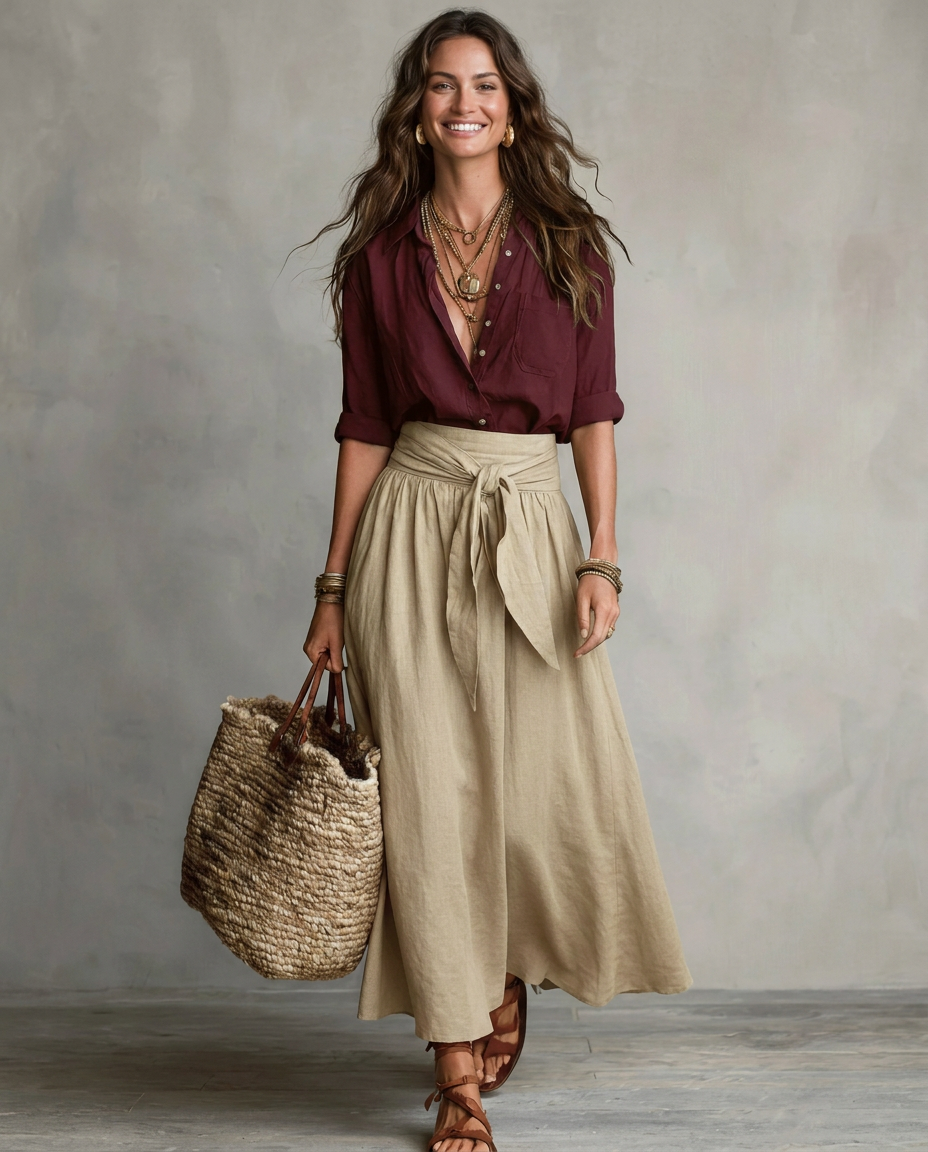 Serena | Conjunto de dos piezas: Top y falda midi
