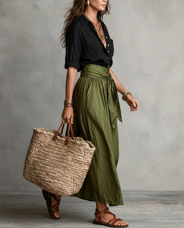 Serena | Conjunto de dos piezas: Top y falda midi